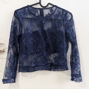 Lovers+Friend - Night Bloom Top in Bright Navy, size XXS